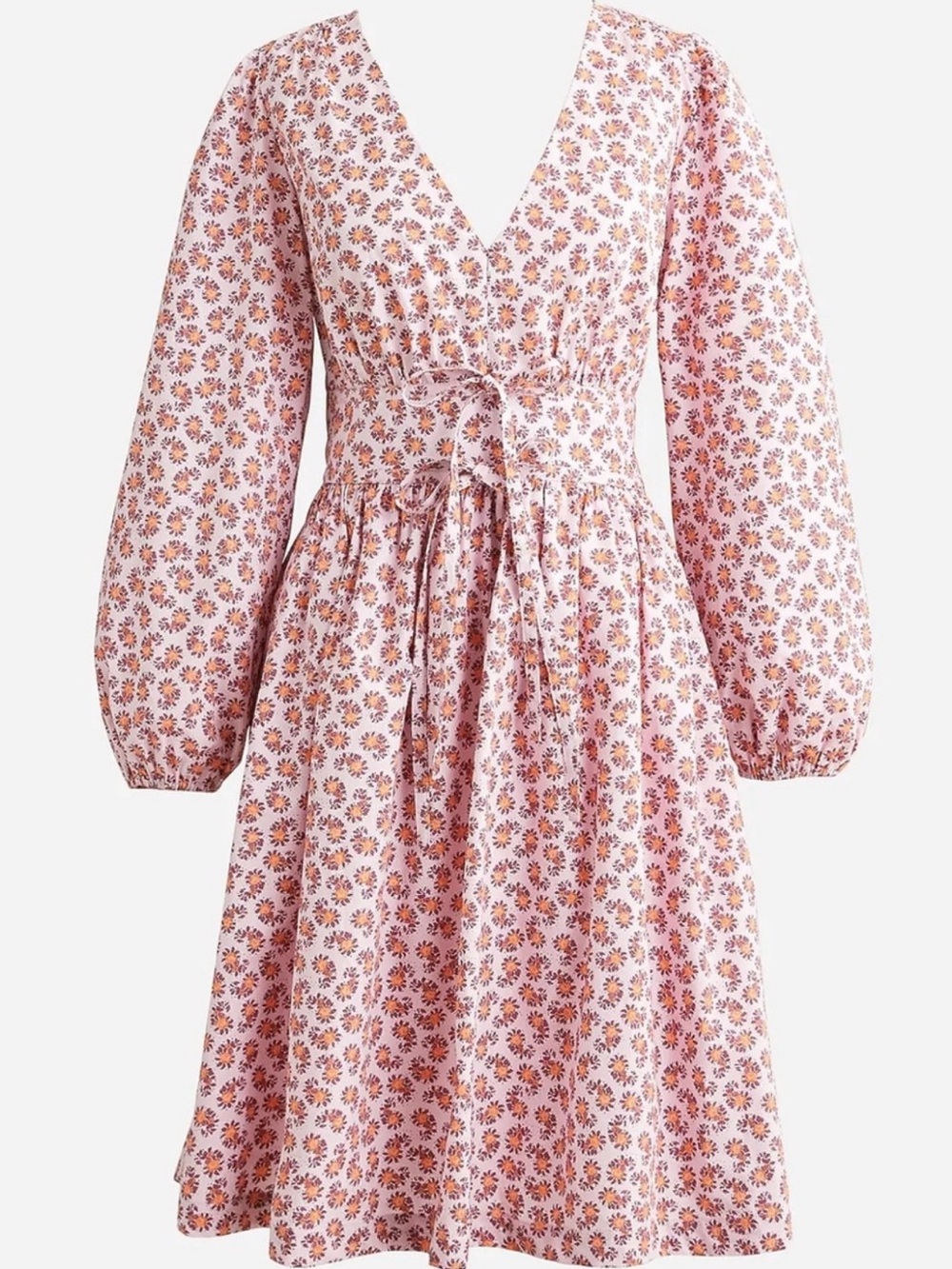 J Crew V-neck cotton poplin mini dress in peony paisley